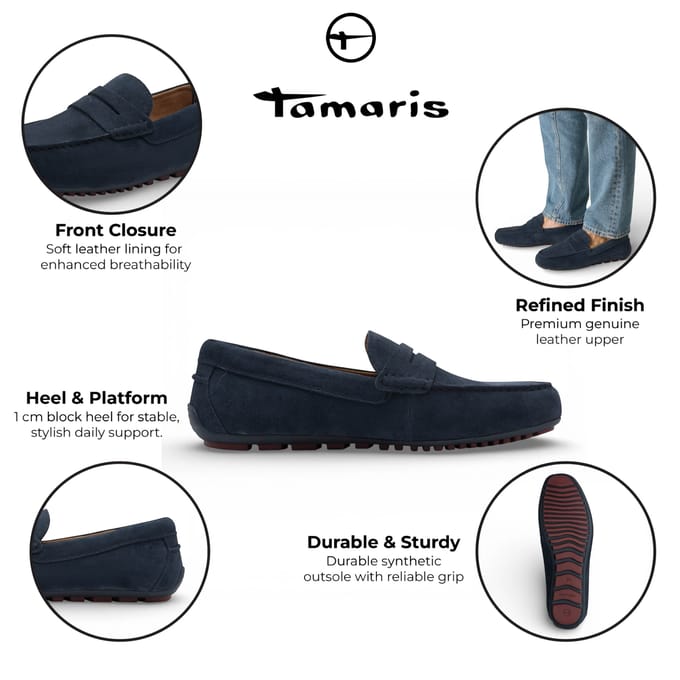 Tamaris Heren Bruine Suède Mocassin Loafers Casual Schoenen