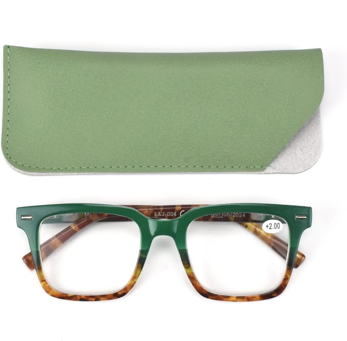 Lilly&June Trendy Lichtgewicht Leesbril groen bruingemelleerd Sterkte +2.5