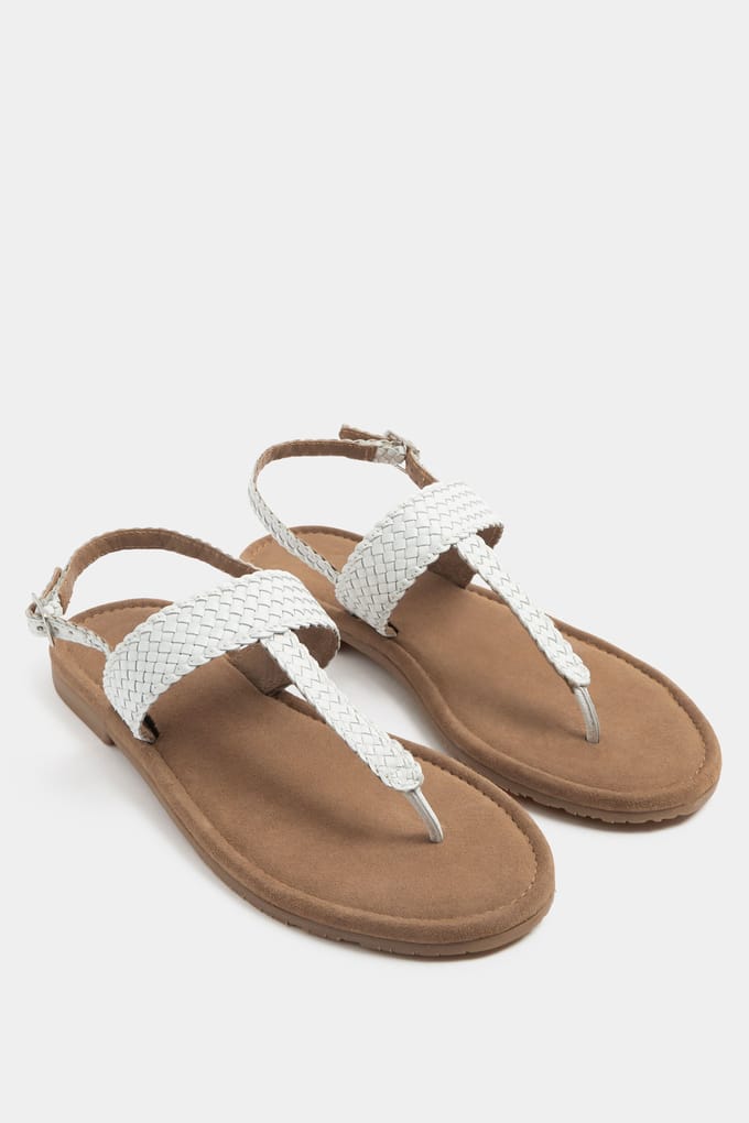 Yours Witte Geweven Teenslippers In Extra Brede Eeepasvormsize 39EEE