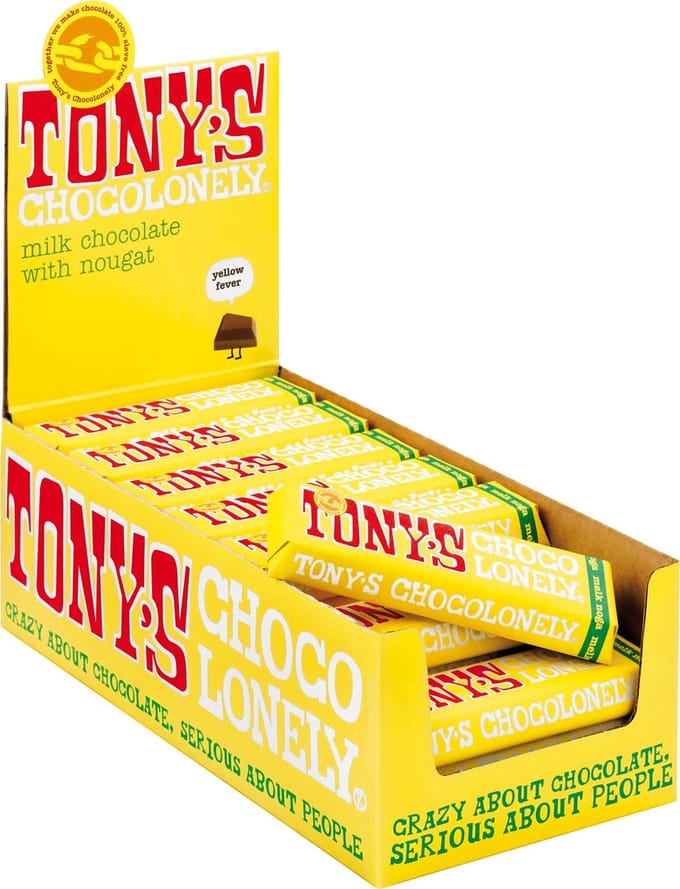 Tony's Chocolonely Chocolade Reep Melk Noga 32% 35 x 47 gram Chocola