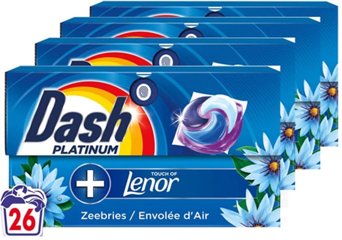 Dash Wasmiddelcapsules 4in1 Pods Zeebries - 4 x 26 stuks - Voordeelverpakking