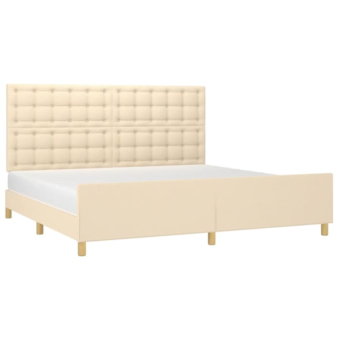 vidaXL - Bedframe - zonder - matras - stof - crèmekleurig - 200x200 - cm