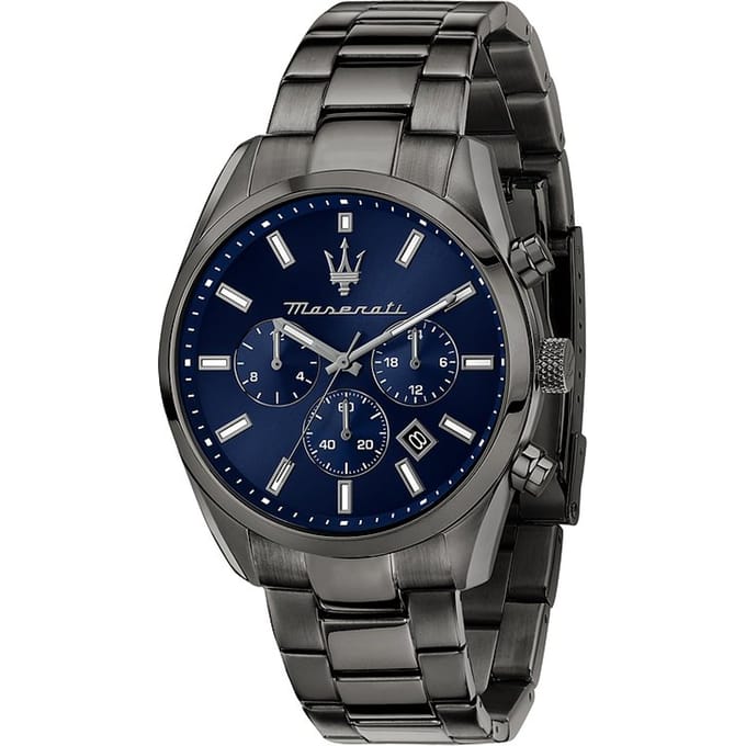 Maserati Attrazione Acier Inoxydable Bleu Anthracite Chronographe à Quartz pour Homme avec Date R8853151012 bleu
