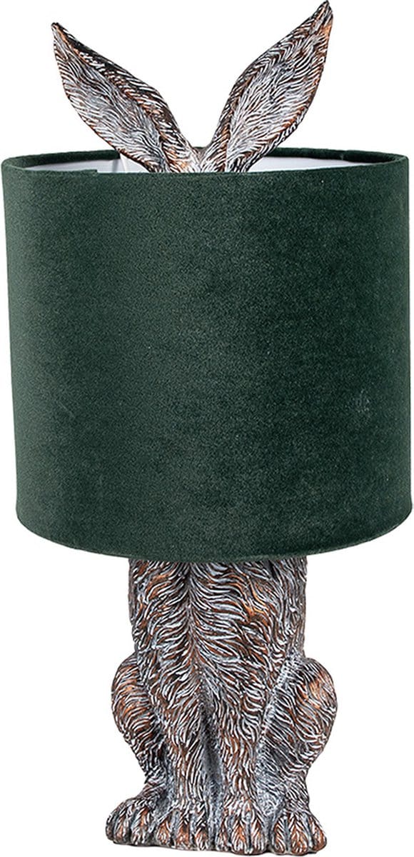Clayre & Eef Tafellamp Konijn Ø 20x43 cm Bruin Groen Polyresin