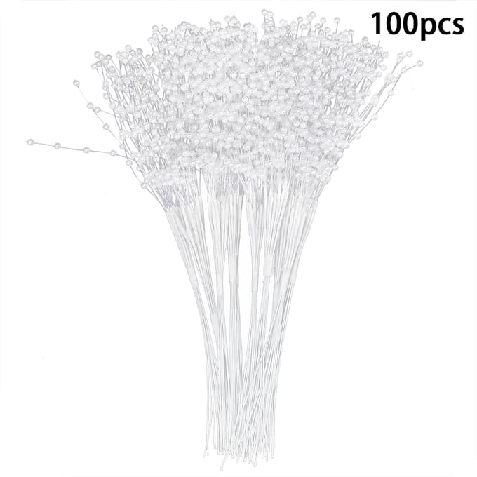 100 Stuks Parelstokjes Draagbare ABS DIY Decoratie Accessoires voor Bruiloftsfeest Wit white