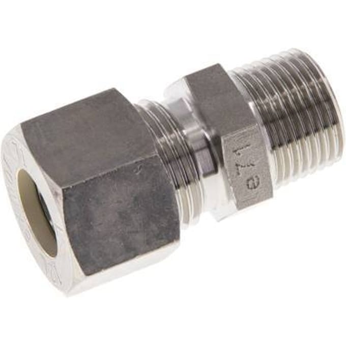 12L & R3/8'' RVS Rechte Knelfitting Buitendraad 315bar ISO 8434-1