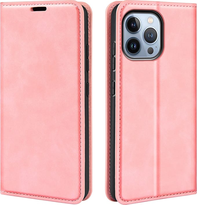 MobyDefend Hoesje - Geschikt voor iPhone 14 Pro - Luxe Wallet Bookcase (Magnetische Sluiting) - Roze