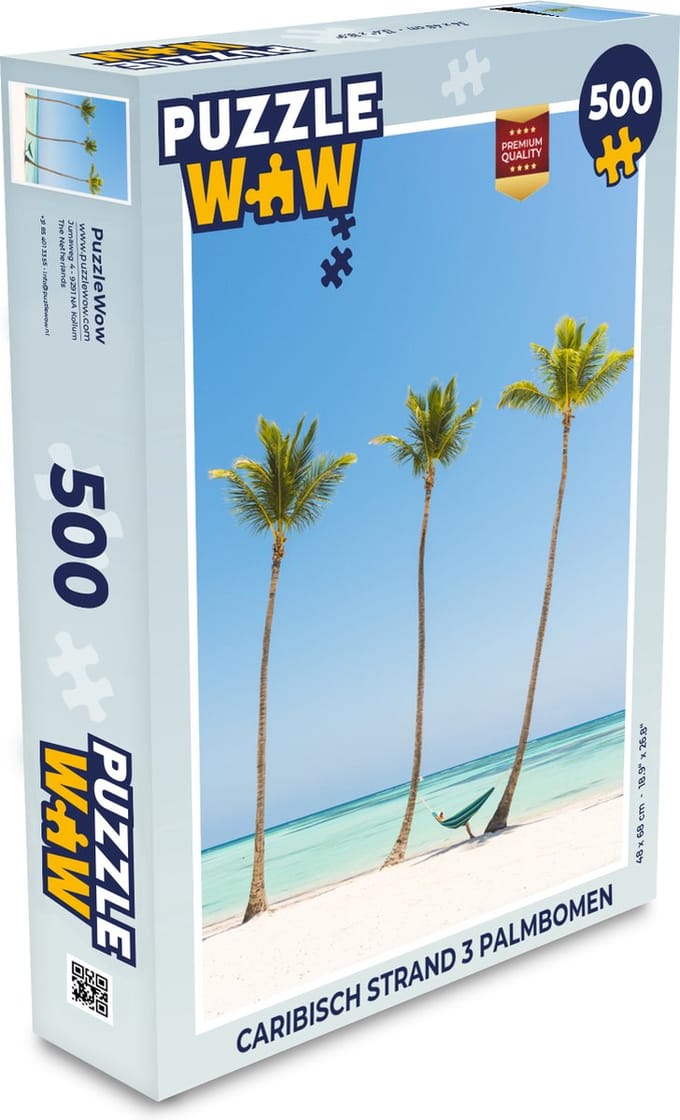 Puzzel Caribisch strand 3 palmbomen - Legpuzzel - Puzzel 500 stukjes