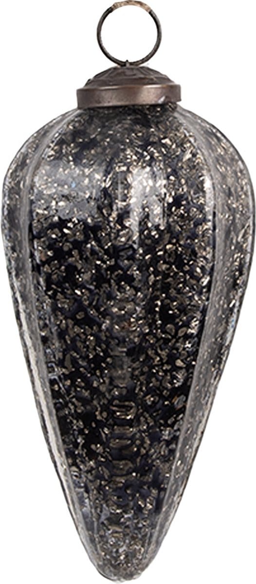 Clayre & Eef Kerstbal Overig Ø 6x13 cm Zwart Glas Kerstballen