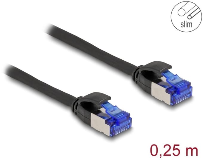 Delock RJ45 Network Cable Cat.6A S/FTP Slim 0.25 m black