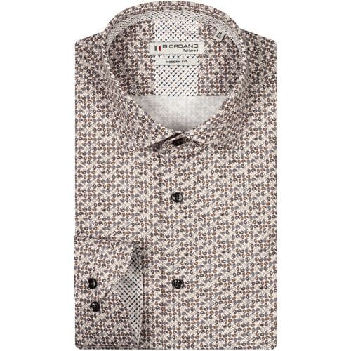 Giordano Overhemd Maggiore Allover Mini Paisley Donker Bruin / male