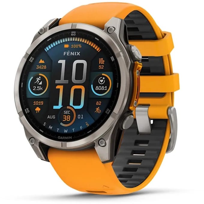 Garmin Fenix 8 Sapphire AMOLED 47mm - Titanium - Multisport GPS Smartwatch - Spark Orange/Graphite