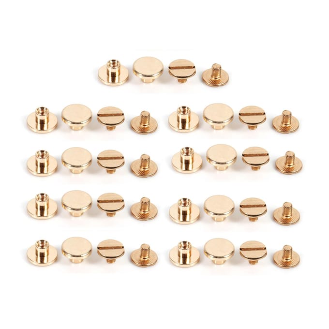 10 sets 5 6,5 8 mm massief messing knoopknopjes, schroefjes, spijkers, schroefsluiting voor leren riemen, doe-het-zelf, goudkleurig 6.5mm beige