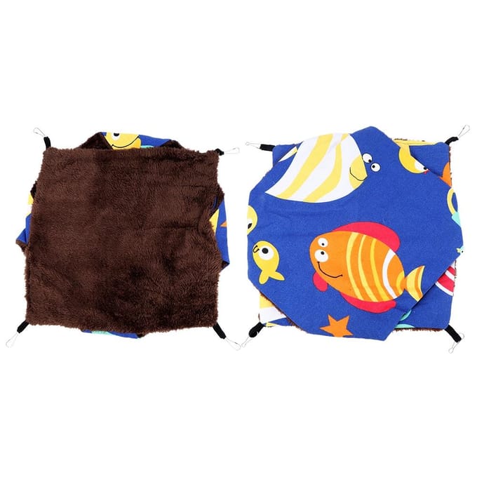 Hamac Doux et Chaud pour Hamster, Lit Suspendu, Couverture pour Petits Animaux(Sea World L) black