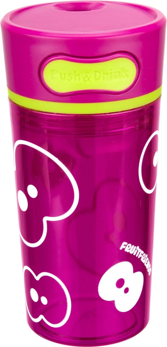 Fruitfriends Drinkbeker Push - Kunststof - 300 ml - Pink