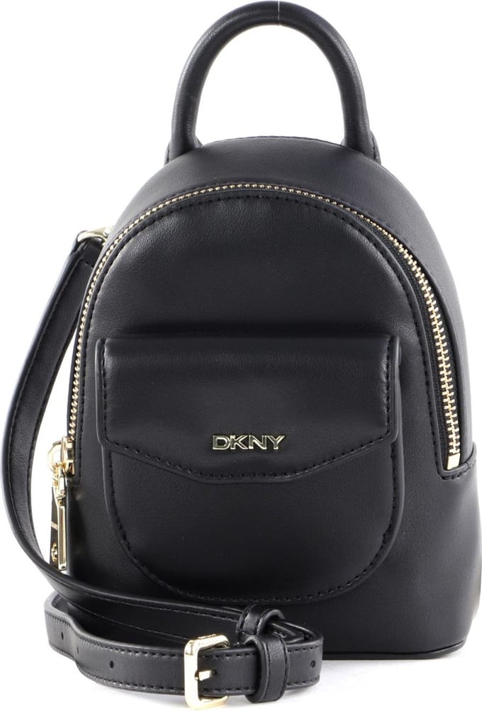DKNY Leren Schoudertas Miranda Backpack Crossbody Bgd - Blk / Gold Zwart