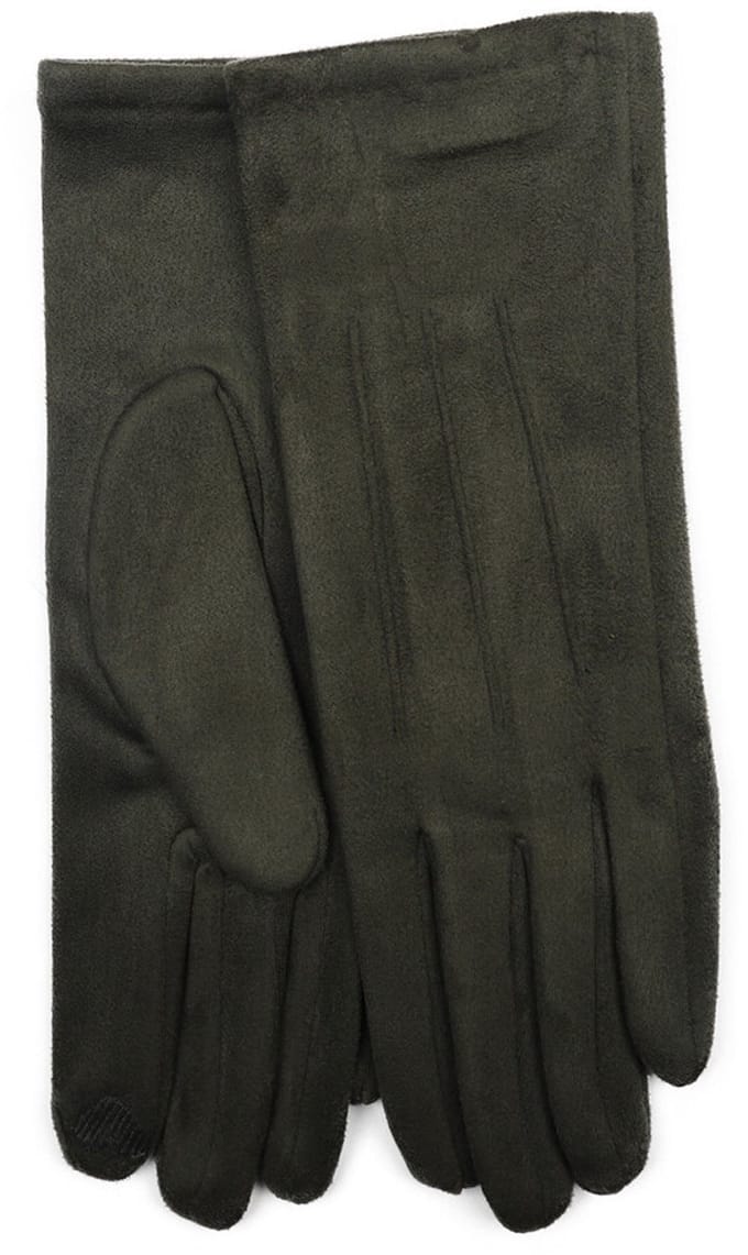 Stevige faux suede dames handschoenen Tabea-touchscreenfunctie-effen kaki groen