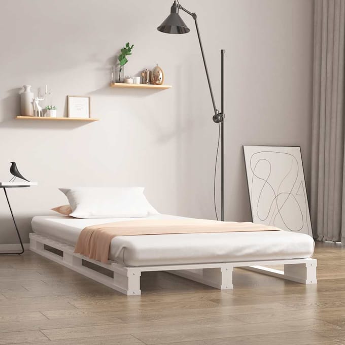 vidaXL - Palletbed - massief - grenenhout - wit - 100x200 - cm