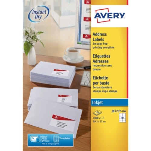 Avery Etiketten Inkjet 99,1 X 57 Mm Papier Wit 100 Stuks