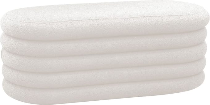 Opbergbank Joyce Wit - Bouclé - Breedte 108 cm - Diepte 45 cm - Hoogte 42 cm