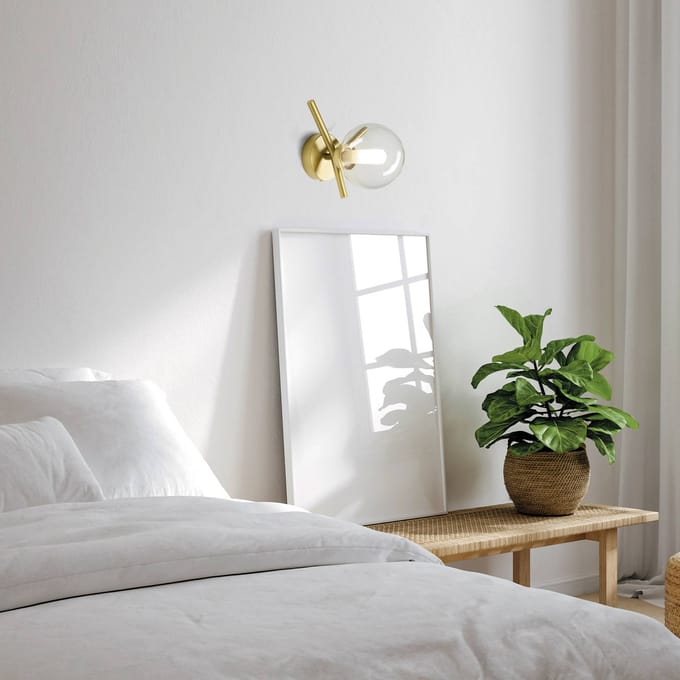 miloox by Sforzin Wandlamp Camely, goud geborsteld/helder, 1-lamp