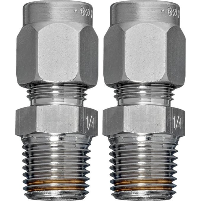 Pijpconnector messing pijp 8 mm naar G 1/4'' buitendraad [2 stuks].