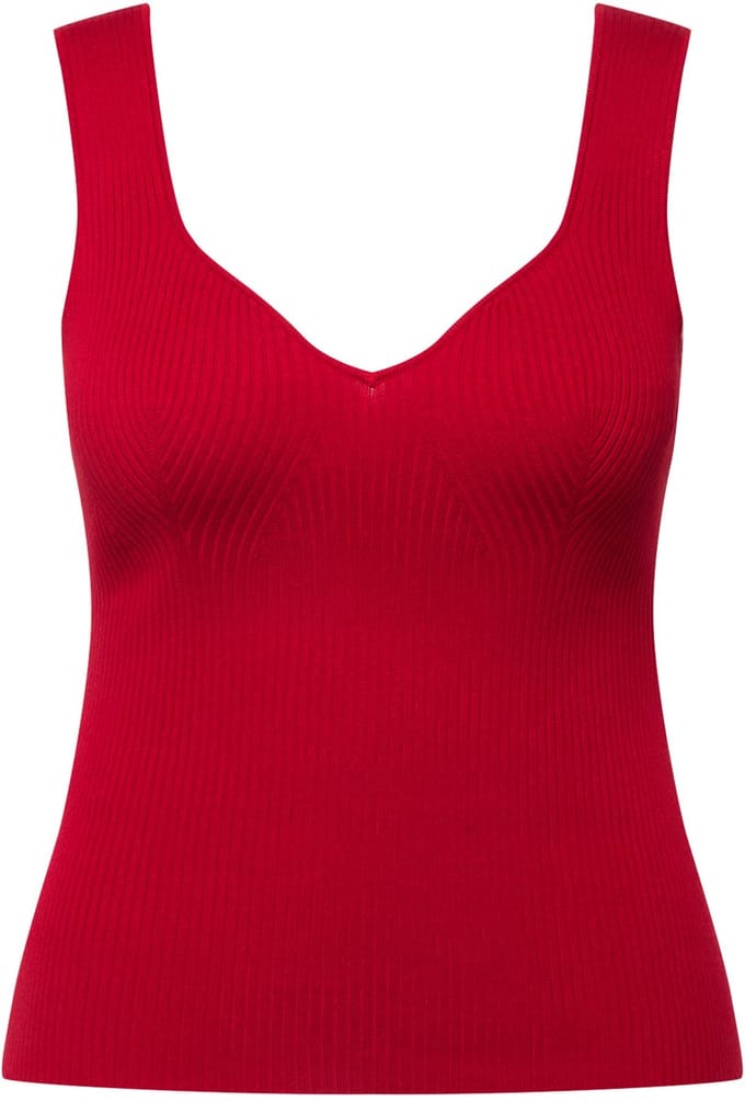 Ulla Popken - Dames - Ribtop slim hartvormige hals mouwloos - Salsa - Maat 54+