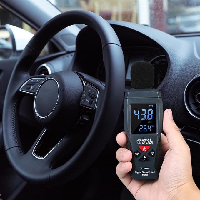 SMART SENSOR Mini Digitale Geluidsniveaumeter LCD-scherm Geluidsmeter Geluid zwart