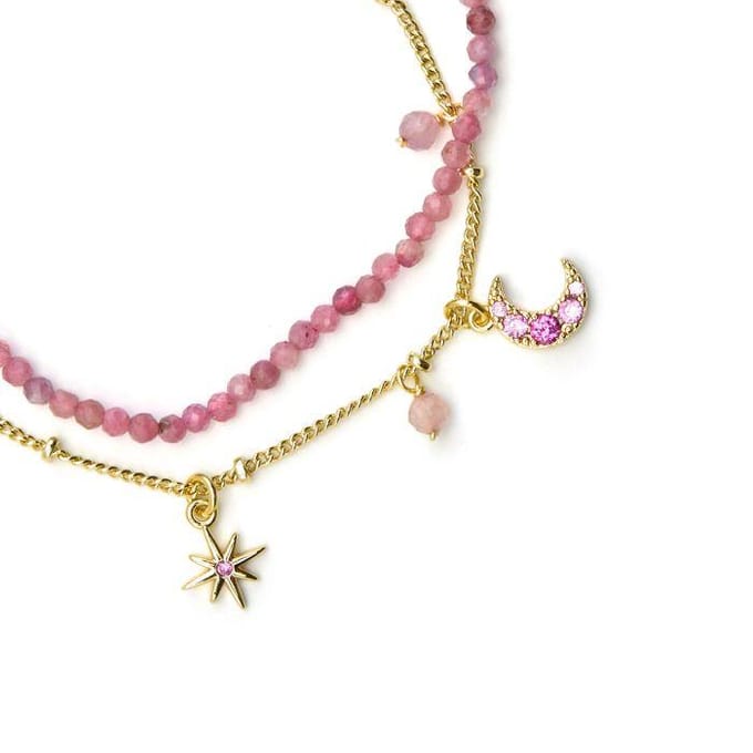 Luxenter Armband met Roze Kristal 18k goud afwerking - Ethal
