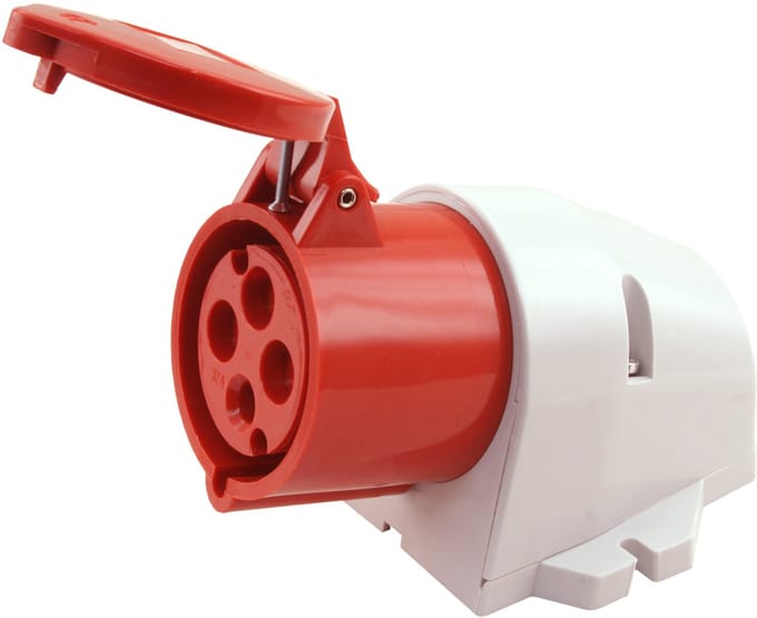 CEE wandcontactdoos 400V 4 polig 32A met label rood D42S31