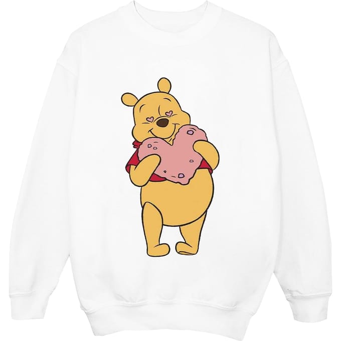 Disney Meisjes Winnie The Pooh Sweatshirt met hartjesogen (Wit)
