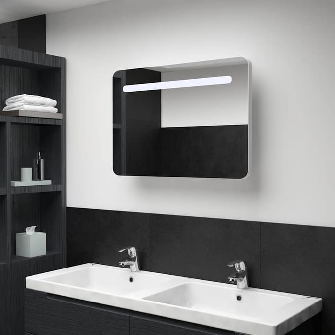 vidaXL - Badkamerkast - met - spiegel - LED - 80x9,5x55 - cm