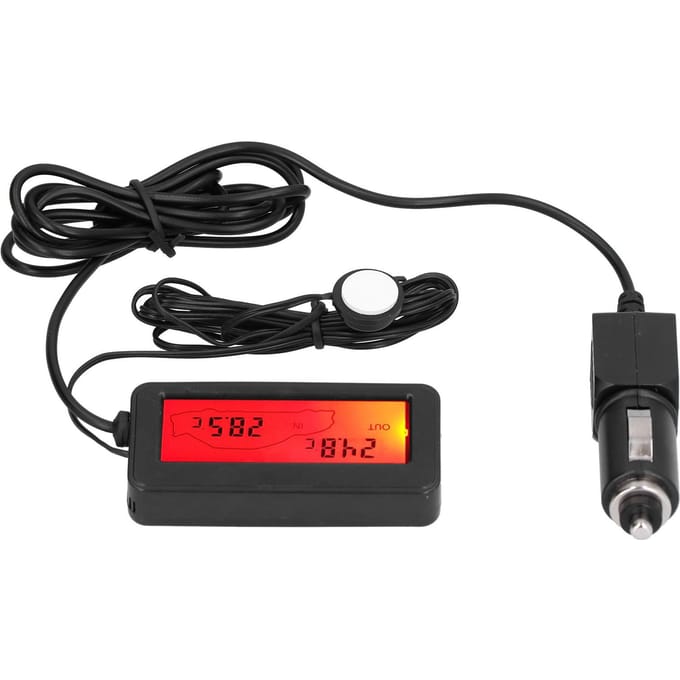 Mini Thermometer Elektronische Temperatuurmeter met LCD-display DC12V voor Auto Binnen Buiten Rood