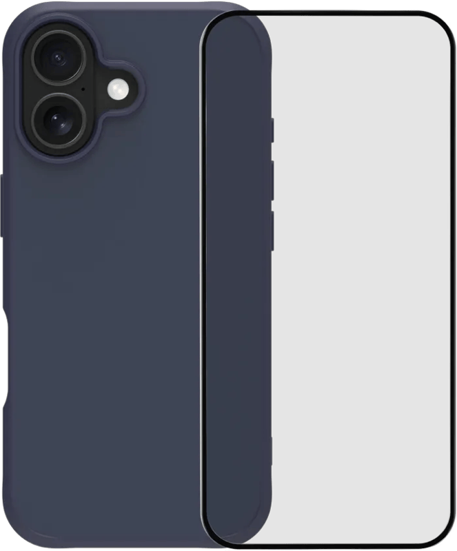 BlueBuilt Protective Back Cover met MagSafe iPhone 17 Blauw + BlueBuilt iPhone 17 Screenprotector Glas