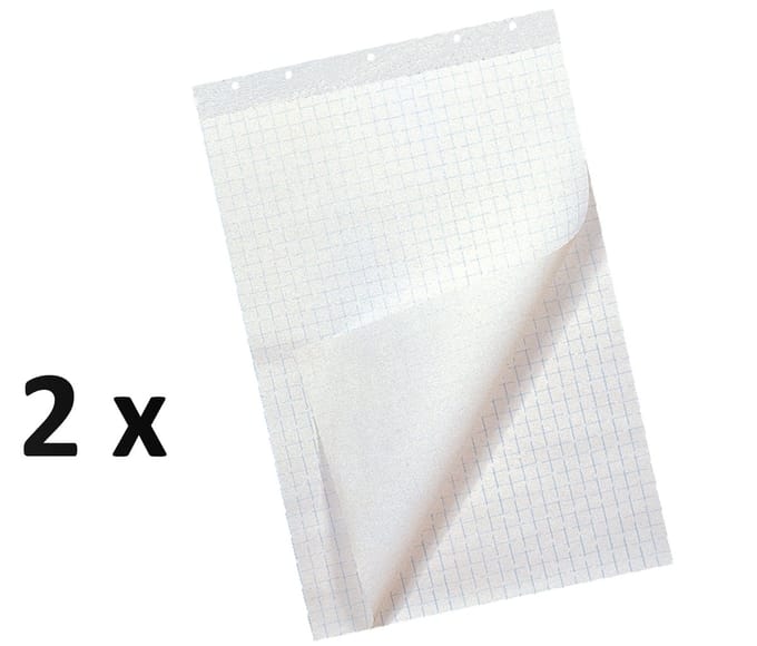 2 x Flipoverblok Office - 65 x 98 cm - 50 vel - blanco/geruit