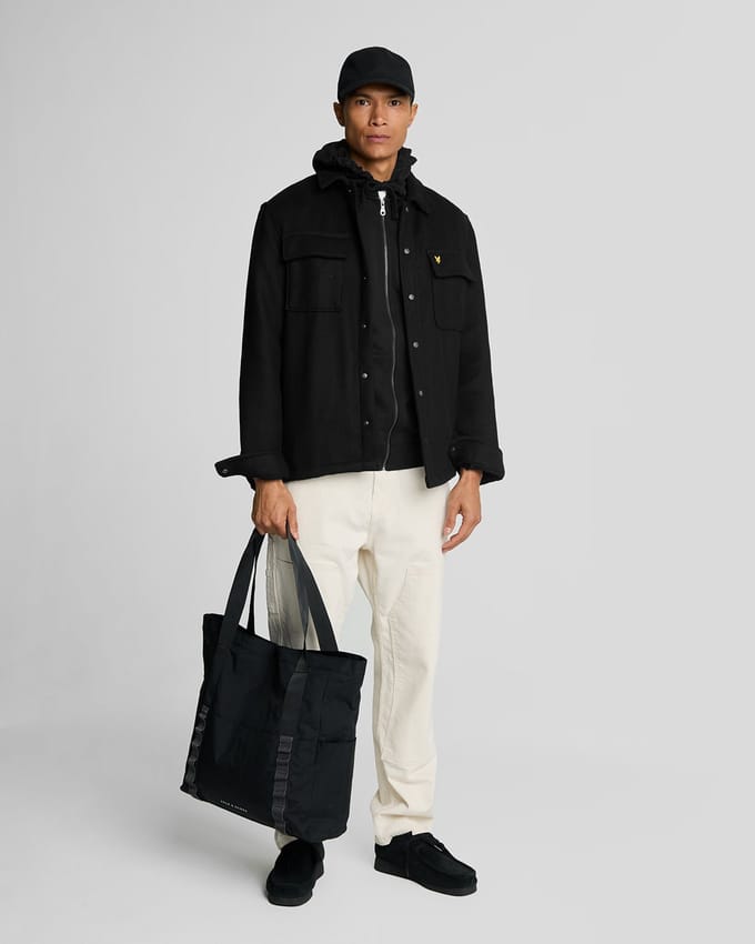 Lyle & Scott effen gitzwart overshirtjack