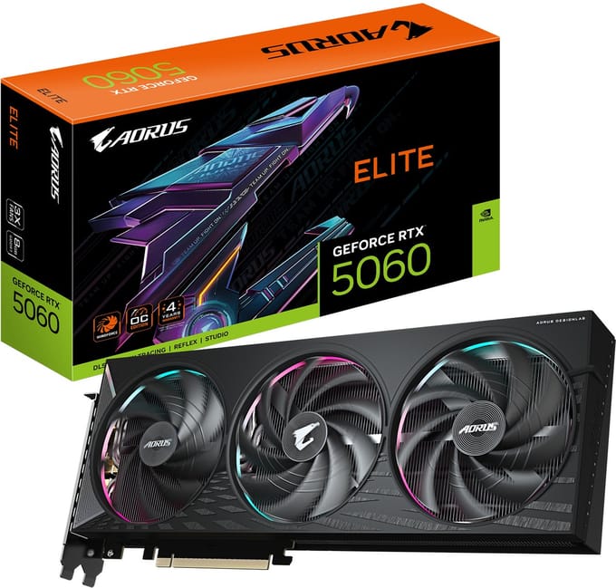 GIGABYTE GeForce RTX 5060 AORUS Elite - 8GB GDDR7 RAM - Grafische kaarten