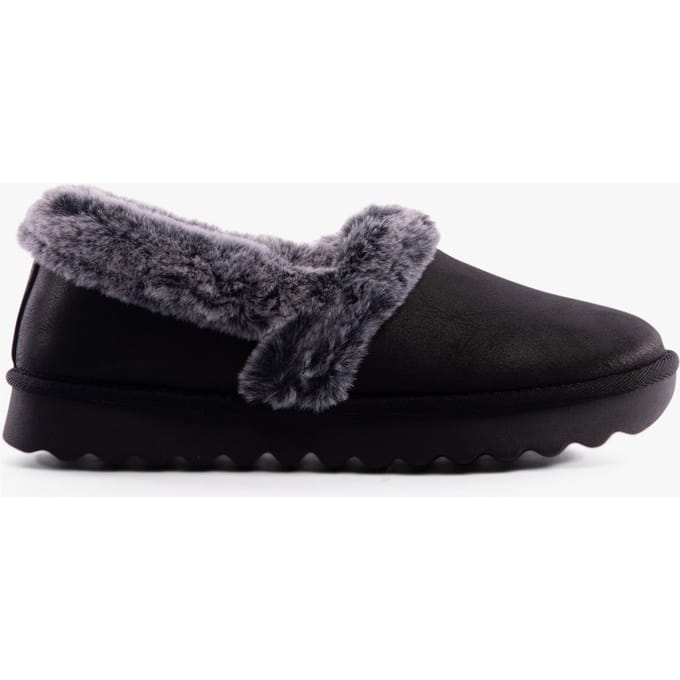 Skechers Cozy Up Polyester Dames Zwarte Slippers