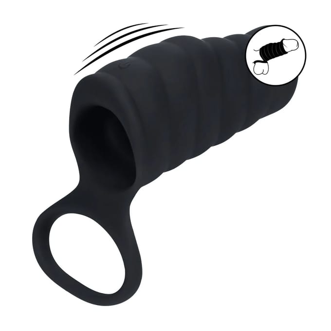Levelz - Vibrerende geribbelde siliconen Penis sleeve en bal Ring