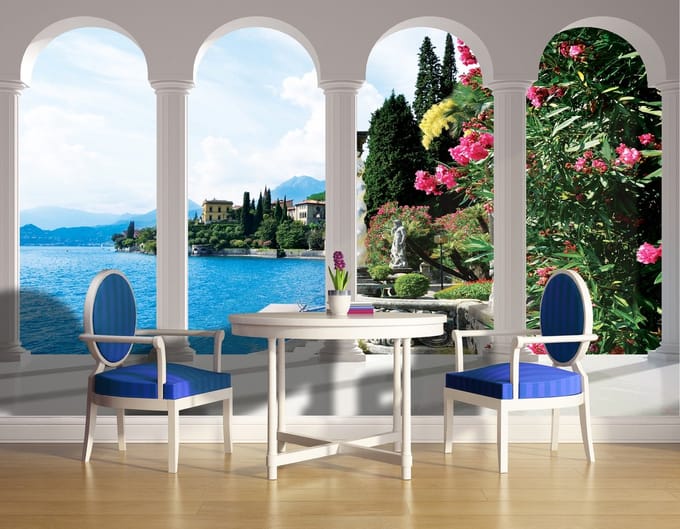 Lake Como Italy Arches Photo Wallcovering
