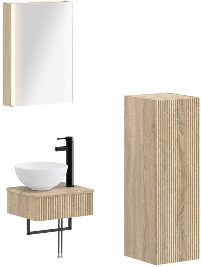 vidaXL - Badkamerkast - set - 4 - st - Sonoma - Eiken - Bewerkt - hout