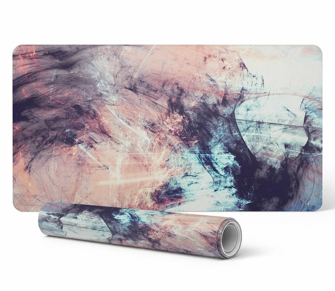 Moderne vinyl toetsenbordmat met abstract penseelchaospatroon, 90x45 cm