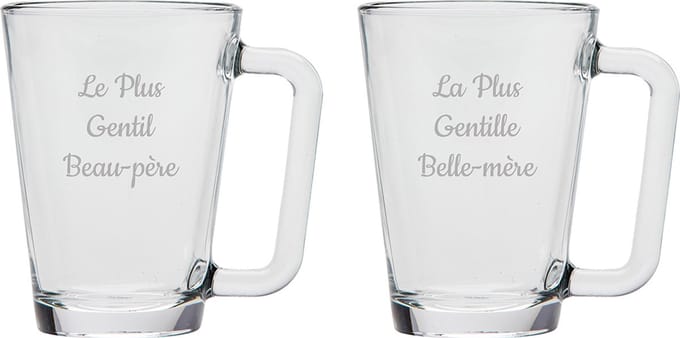Theeglas gegraveerd - 26cl - Le Plus Gentil Beau-père & La Plus Gentille Belle-mère