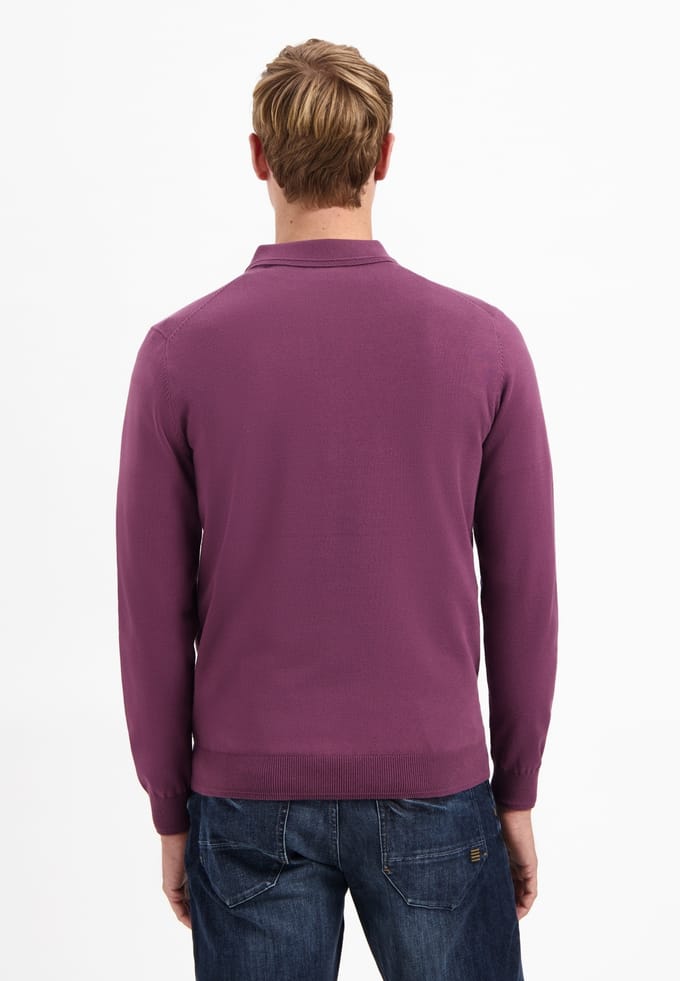 No Excess Pullover Polo Zip Dark Wine Maat: M | Longsleeves Outlet | Heren | Paars