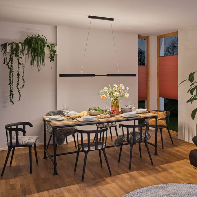 LED-hanglamp Smart Home Zigbee 3.0 Aptare 2700K dimbaar 2x2400lm 2x18W Zwart geborsteld