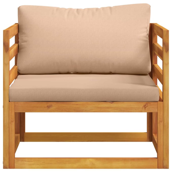 vidaXL - Modulaire - fauteuil - met - kussens - Massief - Acacia - Hout - Naturel