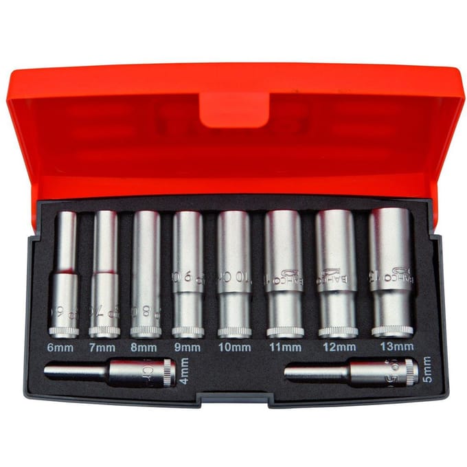 BAHCO Dopsleutelset 1/4 lang 10 stuks 4-13mm