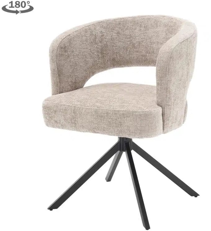 Tower Living Eetkamerstoel Mura draaibaar Chenille - Beige