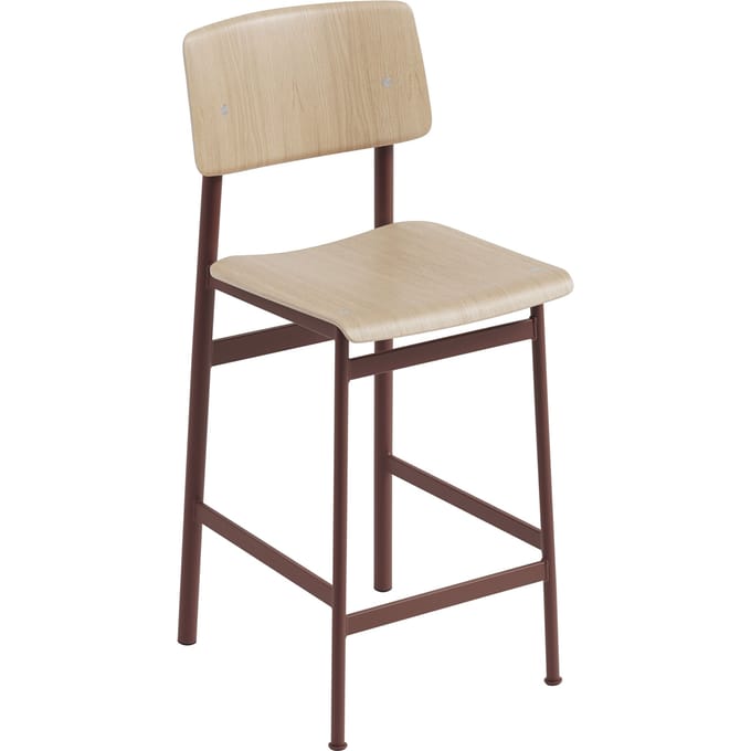 Muuto Loft Barkruk - eiken / dieprood - Zithoogte 65 cm