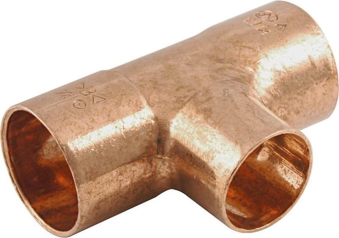 Roodkoperen T-stuk - 15mm x 15mm x 15mm